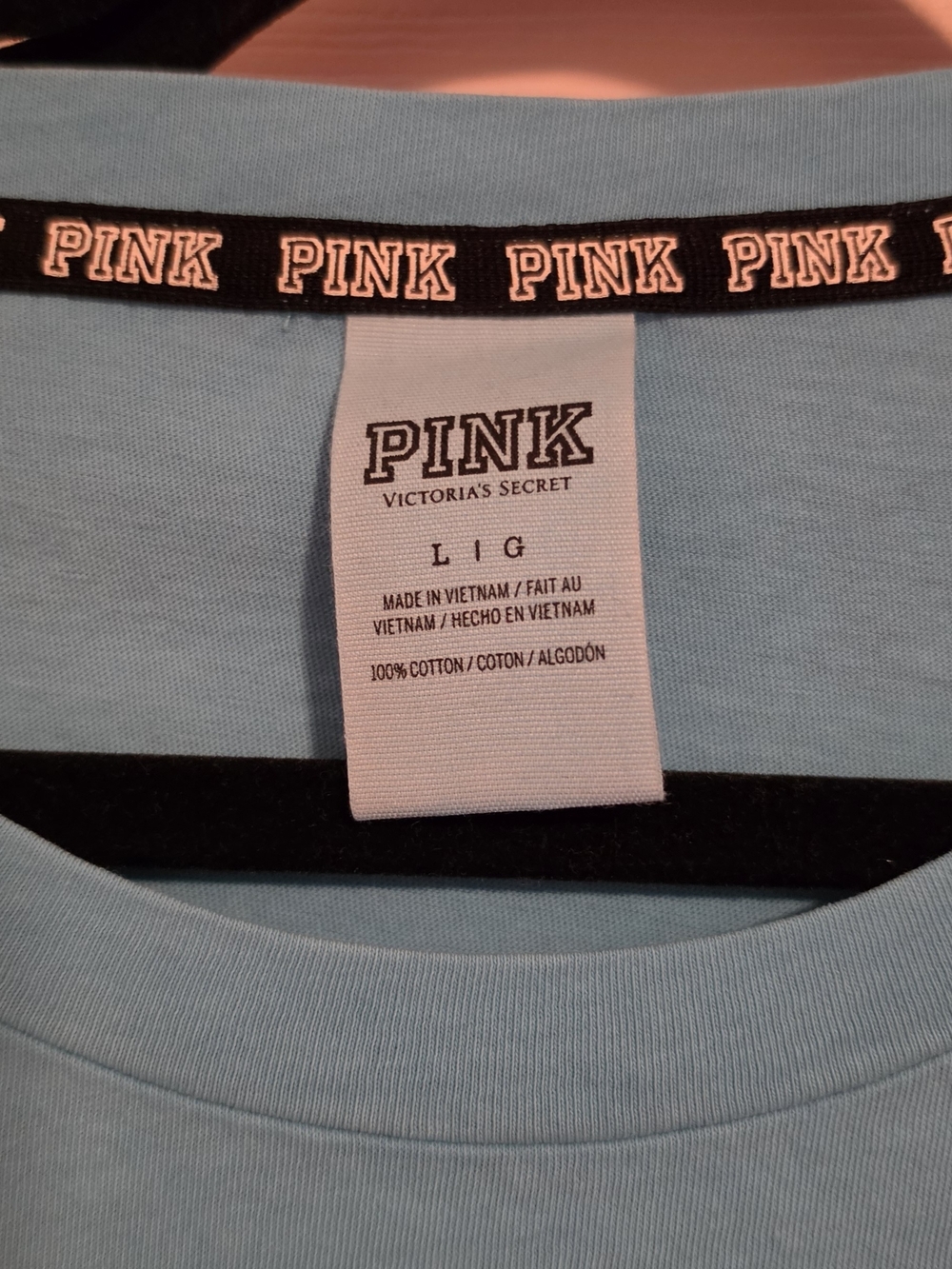 2 PINK Victoria's Secret Tshirts Sz L Blue And Orange - Picture 15 of 15